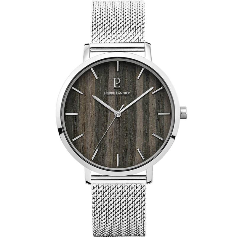 Pierre Lannier Nature Heren horloge 240H188 (Zilver, Hout, Mesh Band)