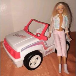 Vintage barbie jeep van Mattel uit 1994 met pop. Barbie auto