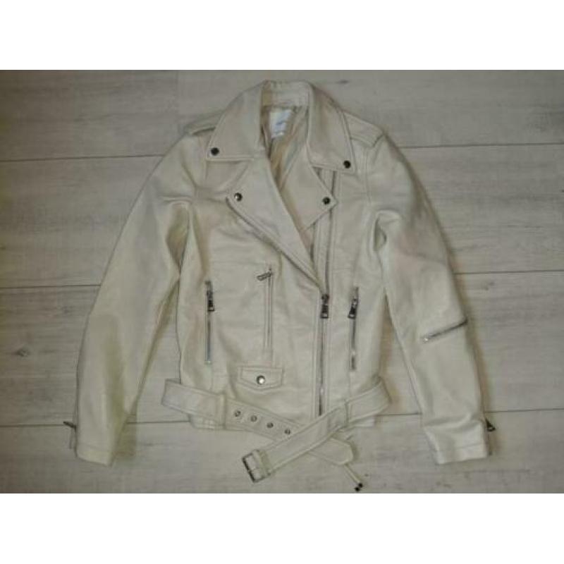 Crème bikerjacket van mango maat s nieuw