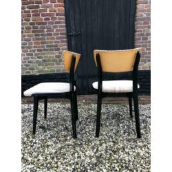 Vintage set stoelen met messing poten origineel design