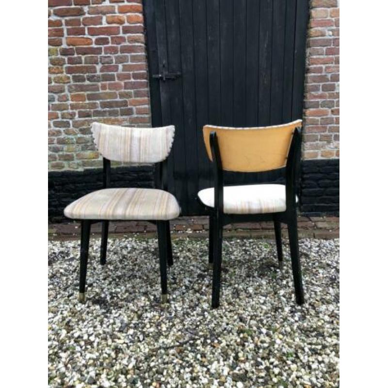 Vintage set stoelen met messing poten origineel design