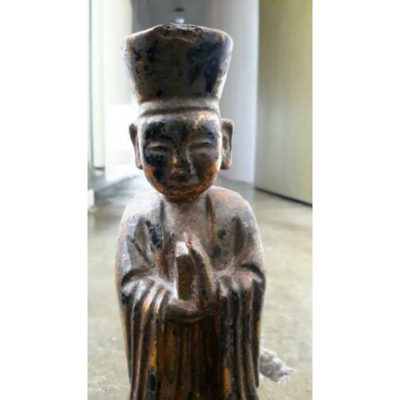 Buddha Burma hout verguld h 20cm incl sokkel