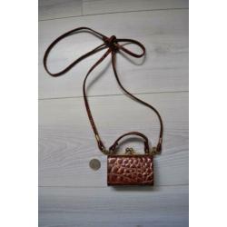 Vintage Mini Tas Leer Krokodillenleer Ketting