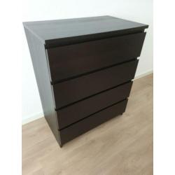 Malm ladekast Ikea zwartbruin 80cm br x 100cm h x 48cm d