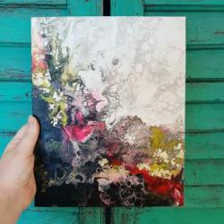 Abstracte pouring art schilderijen met epoxy,