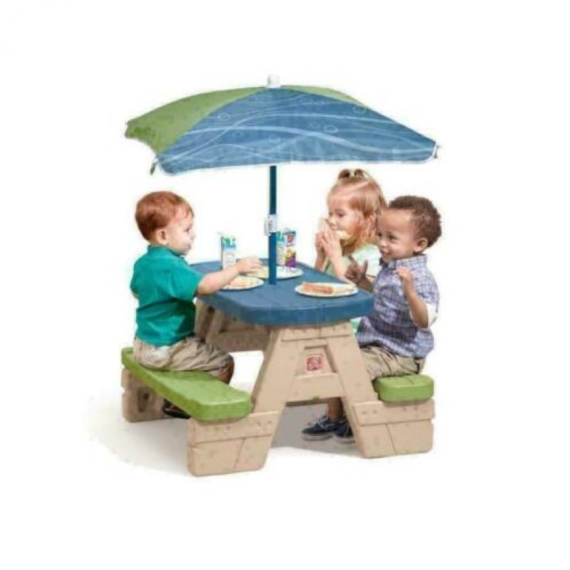 Step2 kunststof picknicktafel voor peuters met parasol