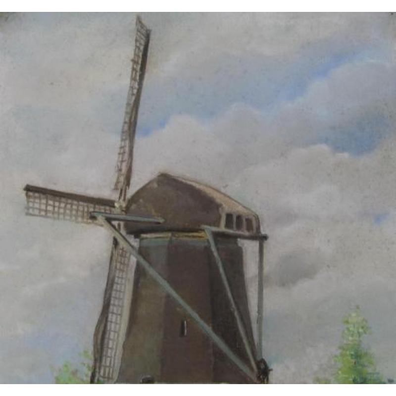 Jan de Waard: Mooie pastel van een molen uit 1937