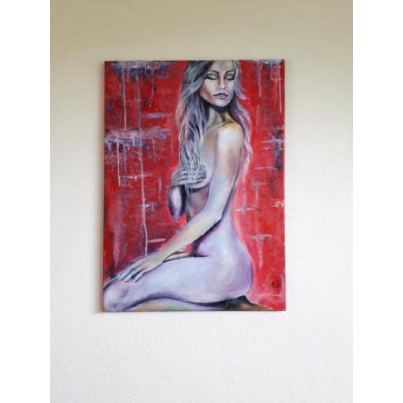 Modern schilderij licht erotisch vrouw naakt 70x50cm