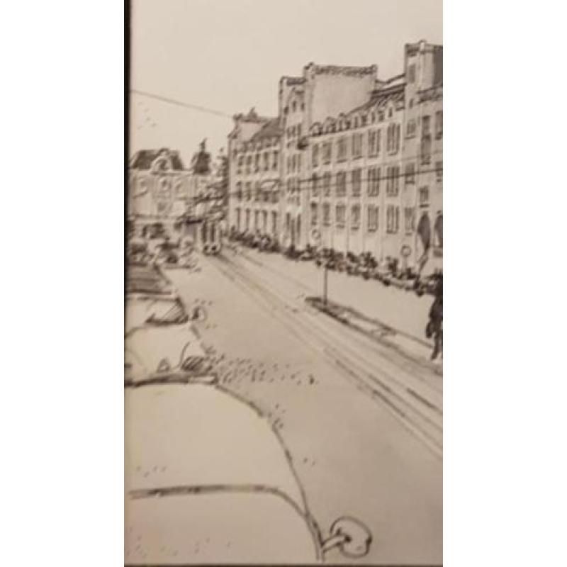 Originele tekening Damrak beurs van Berlage Ad Carlee