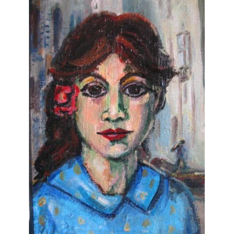 Schilderij portret vrouw in Venetië