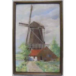 Jan de Waard: Mooie pastel van een molen uit 1937