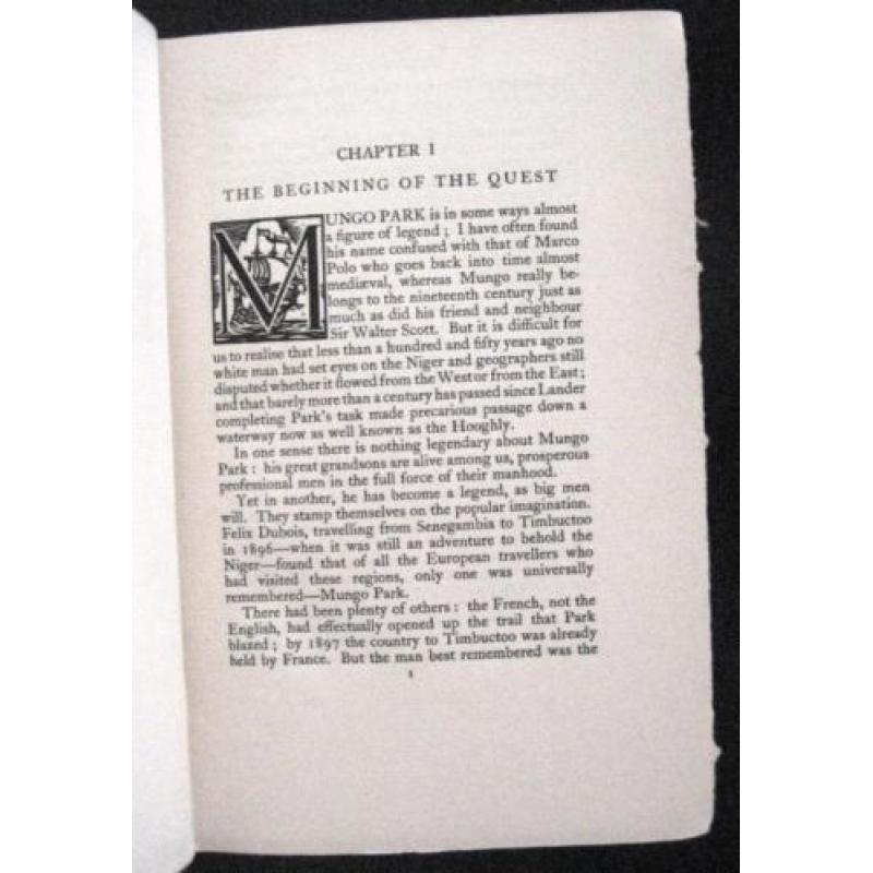 Mungo Park and the Quest of the Niger 1934 Afrika S Gwynn