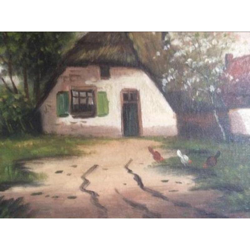 Oud schilderij landelijk boerderij