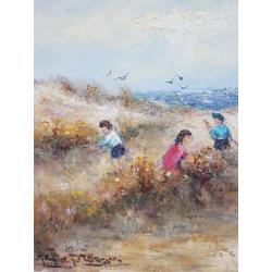 Peter Brouwer 1935 - 2010 - Kinderen in de duinen - strand