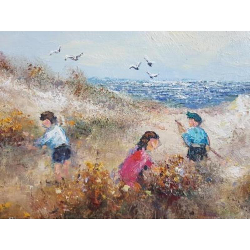 Peter Brouwer 1935 - 2010 - Kinderen in de duinen - strand