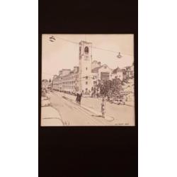 Originele tekening Damrak beurs van Berlage Ad Carlee