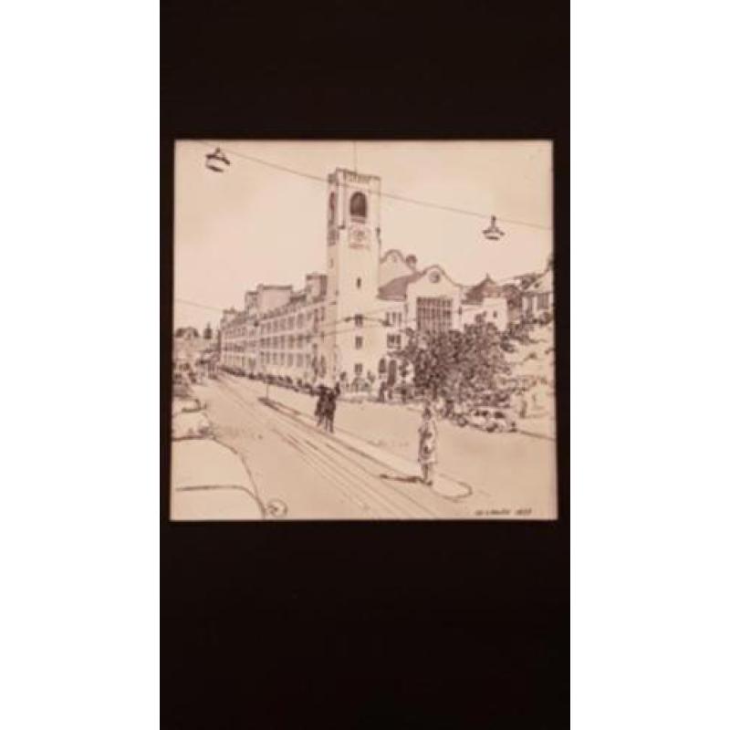 Originele tekening Damrak beurs van Berlage Ad Carlee