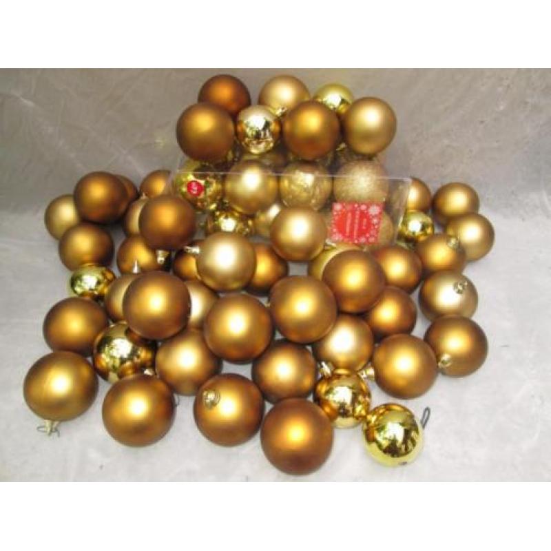 65 Gouden Kunststof Koperkleurige Kerstballen Diameter 6,5