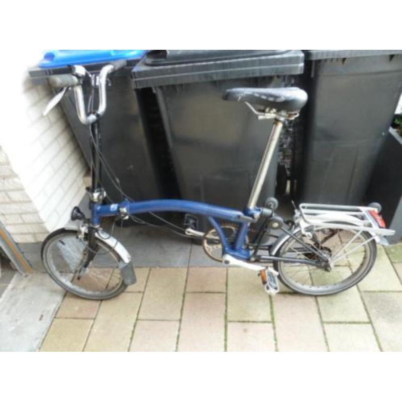 Brompton, vouwfiets 3 versnellingen, blauw en zwart