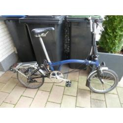 Brompton, vouwfiets 3 versnellingen, blauw en zwart