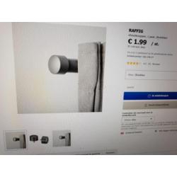 3x Afsluitknoppen IKEA zilverkleurig nieuw