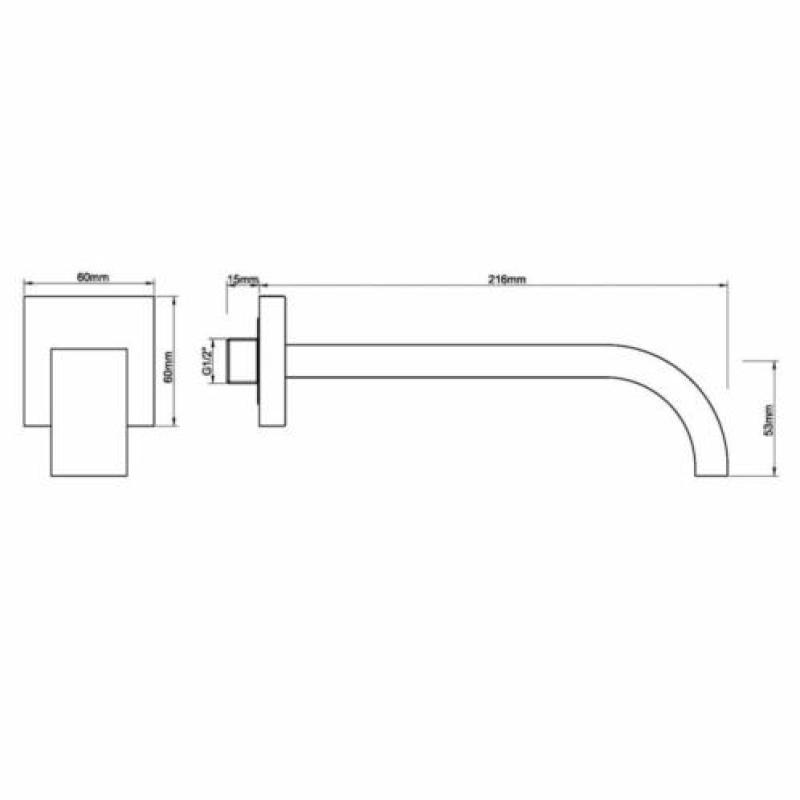 Wastafelkraan Wiesbaden Uitloop Vierkant 21,6 cm Mat Zwart