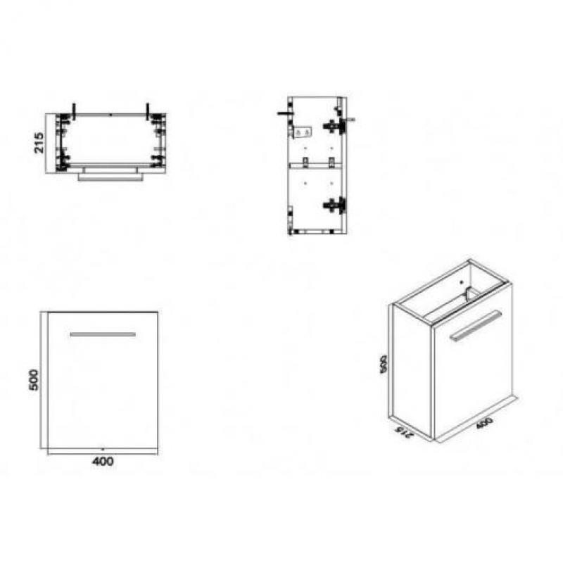 Fonteinkast Luna L/R 1 Deur 40X21 Wit