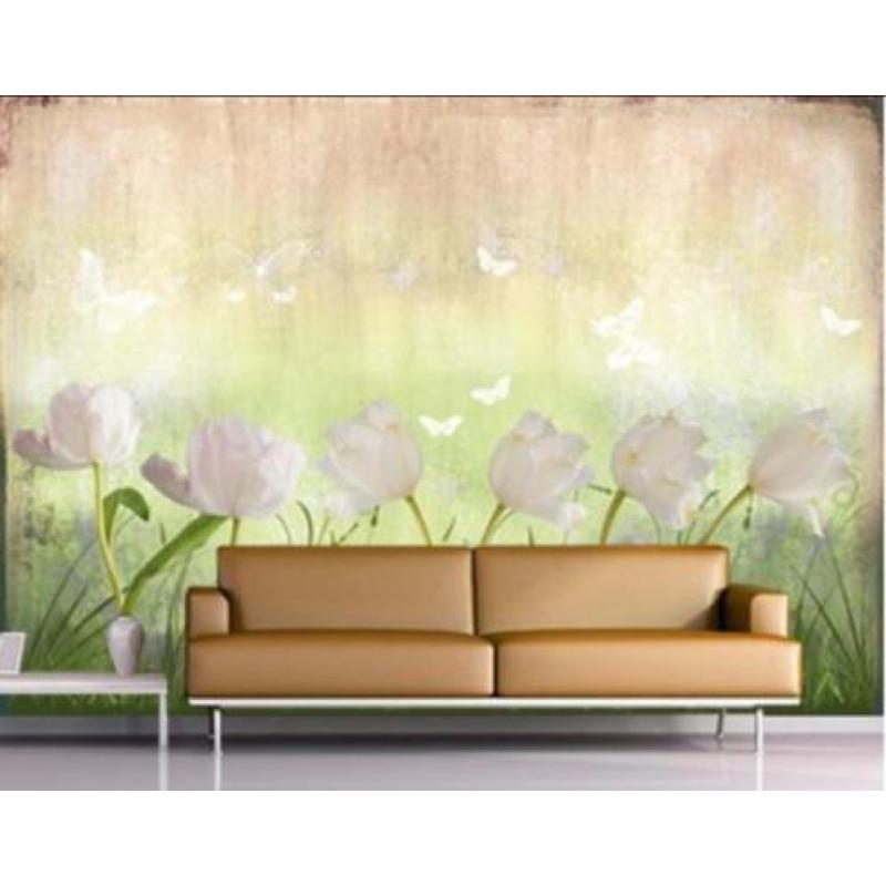 Fotobehang 42 white tulipfield NU:€25