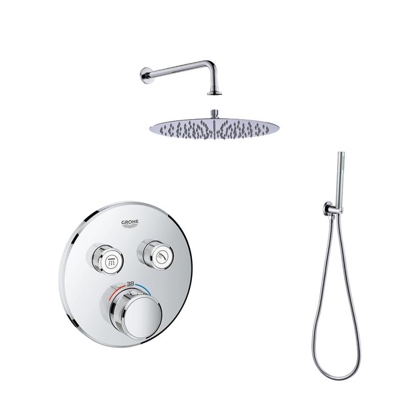 Grohe Grohtherm Smartcontrol chroom inbouw doucheset met 20cm regendouche en wandarm