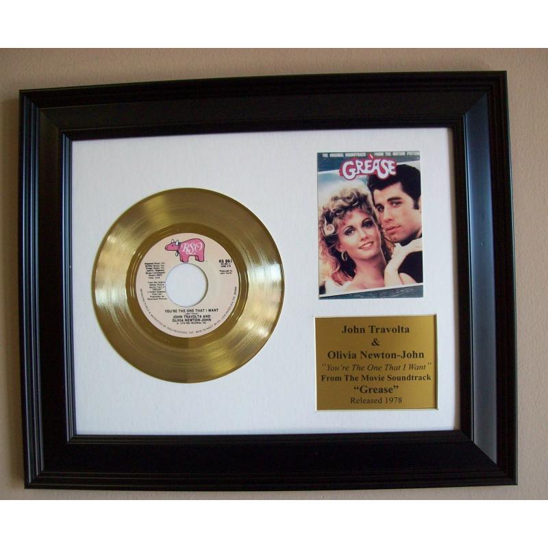 Gouden plaat Single Olivia Newton-John & John Travolta Your're The One That I Want By: