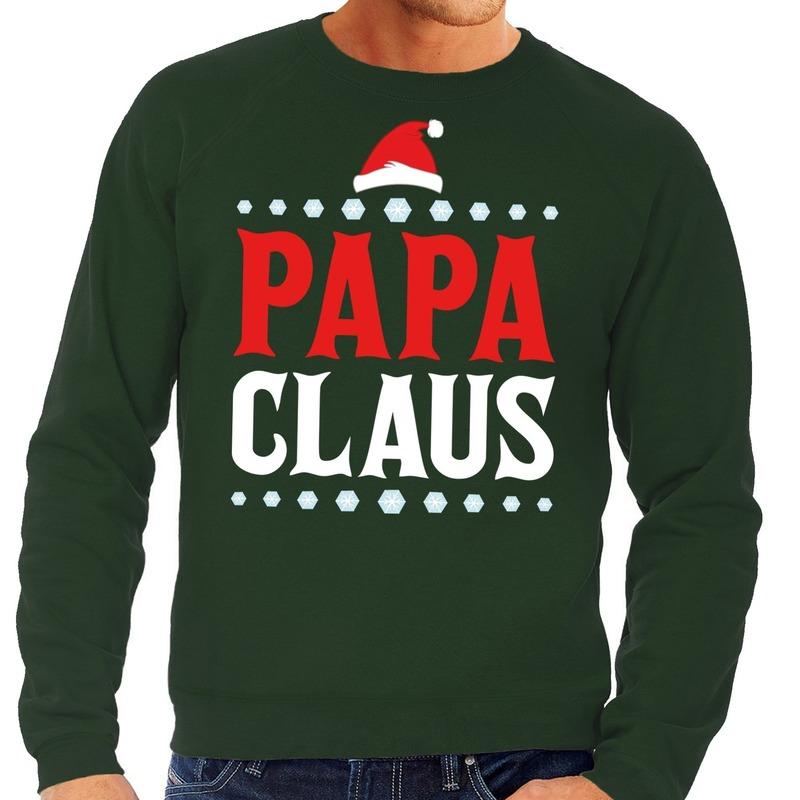 Foute kerst sweater voor vaders groen Papa Claus