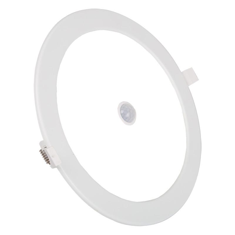 LED Downlight Slim Aigi PIR Bewegingssensor 360° Inbouw Rond 12W Helder Koud Wit 6000K Mat Wit Ø170mm