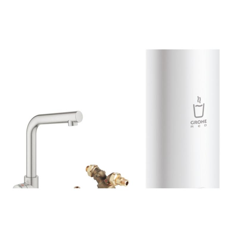 Grohe Red 3-in-1 kraan met L-size boiler Supersteel (RVS look)