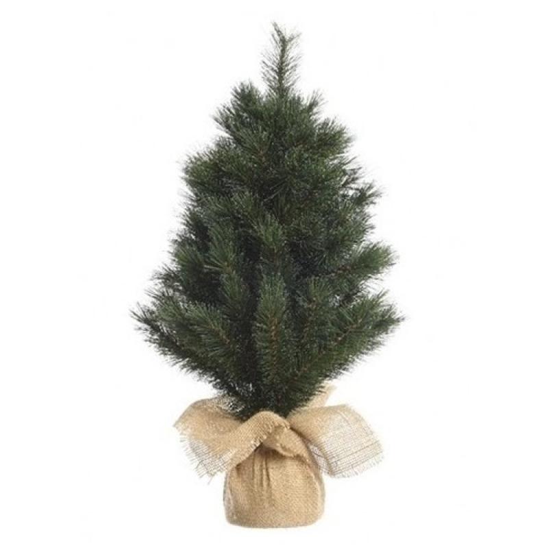 Groene kunst kerstboom 45 cm met jute zak/kluit