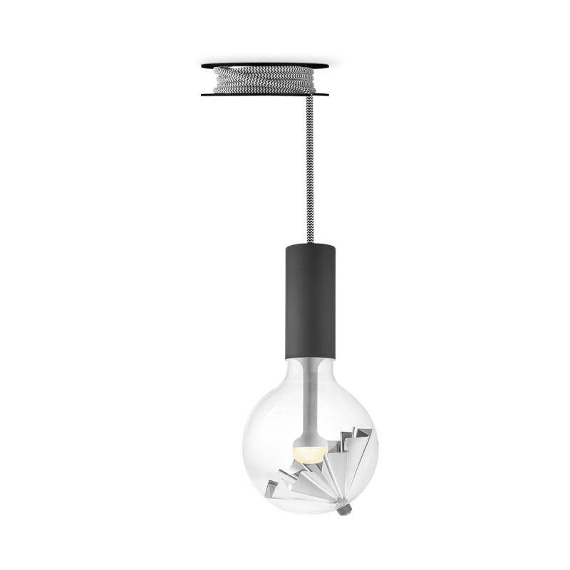 Move Me hanglamp Pulley - zwart / Umbrella 5,5W - zilver