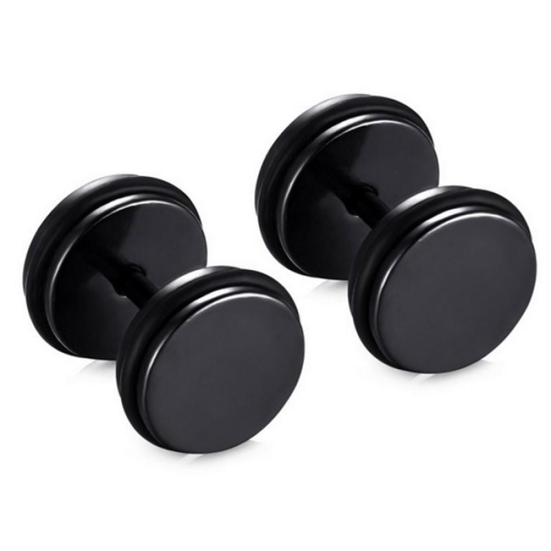 Dumbbell Stud oorbellen Edelstaal Zwart