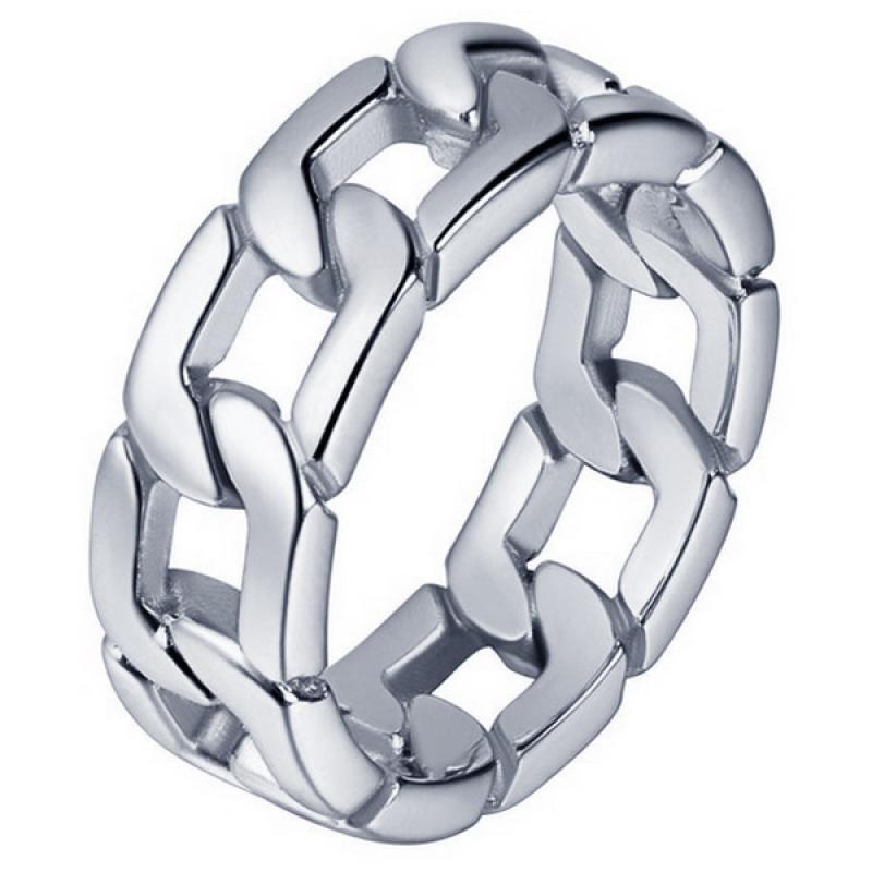 Edelstaal heren ring Cuban Link zilverkleurig-17mm