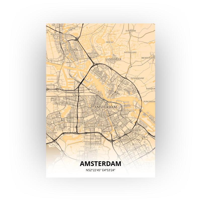 Poster Amsterdam Plattegrond - A0 - Antieke stijl