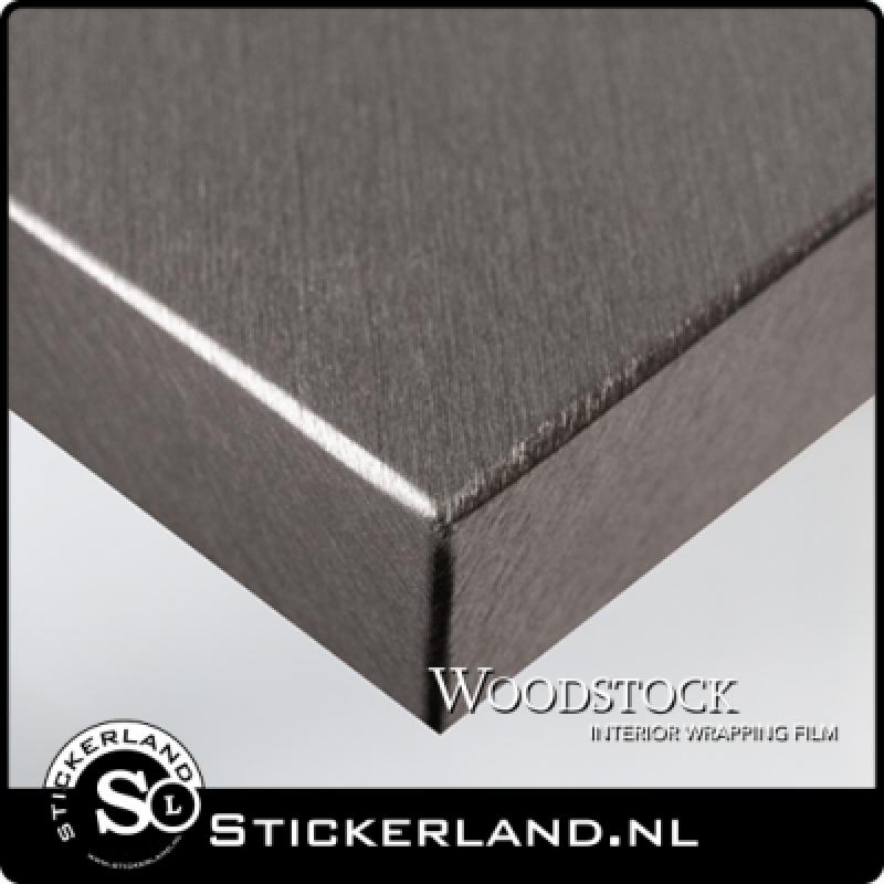 Metallic Brushed Dark Silver Woodstock Wrapfolie WSNE 49 Stukje Samplemateriaal