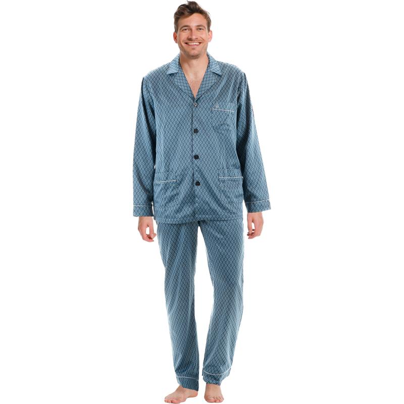 Robson heren pyjama satijn 27199-707-6 - Blauw - XXL/56